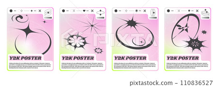Y2k banners set with abstract black signs 110836527