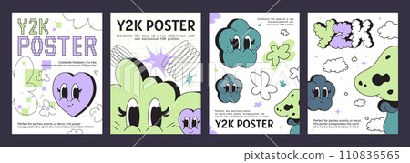 Y2k vibe posters with heart and cloud shape emoji Y2k vibe posters with heart and cloud shape emoji 110836565