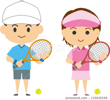 Image illustration of tennis players (men and women set) Image illustration of tennis players (men and women set) 110836589