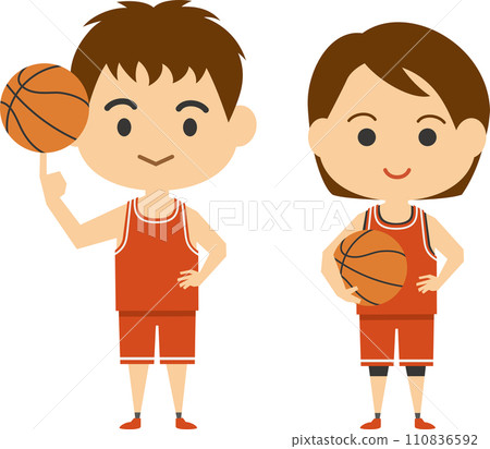 籃球運動員形象圖（男女各一套） 110836592