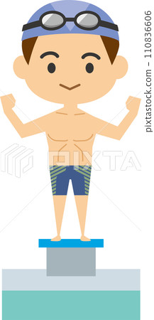 一名男性游泳運動員的圖像插圖 110836606