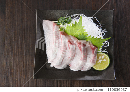A plate of fatty amberjack sashimi A plate of fatty amberjack sashimi 110836987