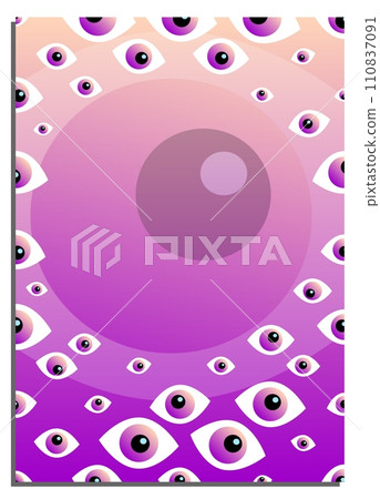 Vertical purple peach Gradient abstract background with all seeing eye, cover, title page of presentation, report, album in A4 format. Template layout for design of printed products. Vector banner 110837091