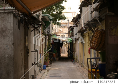 Hong Kong back alley streetscape Hong Kong back alley streetscape 110837221