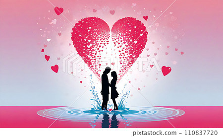 Valentine's day background with couple and water drops. Generative AI Valentine's day background with couple and water drops. Generative AI 110837720
