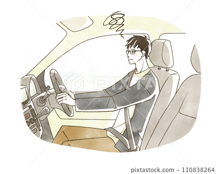 A man who is in trouble while driving a car 110838264