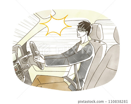 一名男子開車時臉色蒼白 一名男子開車時臉色蒼白 110838281