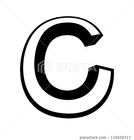 Logo letter c, tall slender font letter c perspective height 110838311