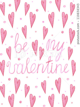 Hand drawn watercolor valentine postcard with hearts isolated on white background. Can be used for card, poster, cover and other printed products. 110838343
