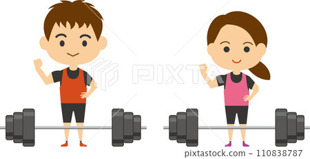 Image illustration of a weightlifter (male and female set) 110838787