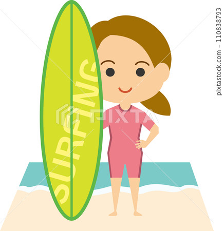 Image illustration of a female surfer 110838793