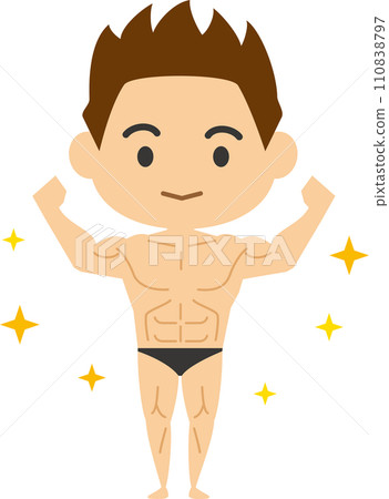 男性健美運動員的圖像插圖 110838797