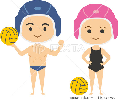 Image illustration of water polo players (male and female set) 110838799