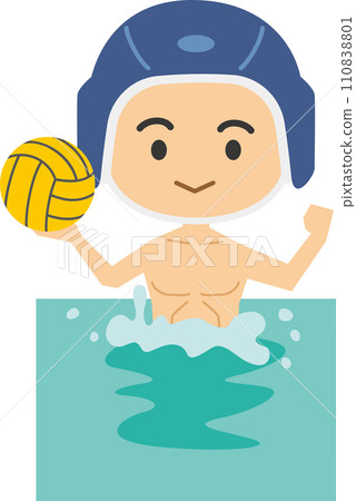 男性水球運動員的圖像插圖 110838801