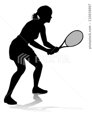 Tennis Silhouette Sport Player Woman Tennis Silhouette Sport Player Woman 110838997