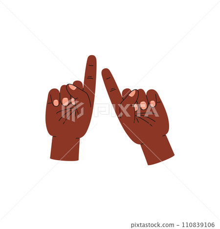 Fingers sign two 2 number on two hands, vector count infographic 1 plus 1, communication hands gesture Fingers sign two 2 number on two hands, vector count infographic 1 plus 1, communication hands gesture 110839106