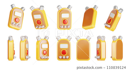 3d dictaphone, device voice recorder rotation render. Cartoon isolated yellow gold sound equipment for media or journalist interview. Animation with sequence rotating element icon set. 3D illustration 3d dictaphone, device voice recorder rotation render. Cartoon isolated yellow gold sound equipment for media or journalist interview. Animation with sequence rotating element icon set. 3D illustration 110839124
