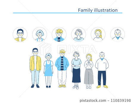 Smiling family whole body and icon A Smiling family whole body and icon A 110839198