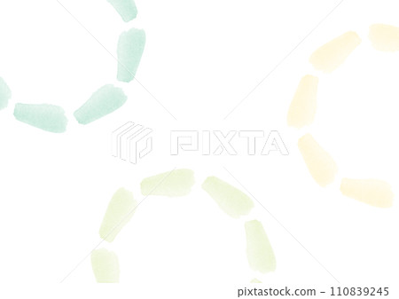 Background material with green and yellow watercolor dots arranged in a circle 110839245