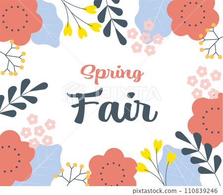 Spring image background illustration material vector frame flower white background simple 110839246
