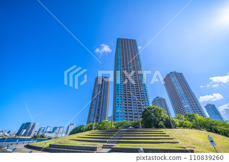 日本東京城市景觀,俯瞰大川端河城21等=2020年8月5日 日本東京城市景觀,俯瞰大川端河城21等=2020年8月5日 110839260