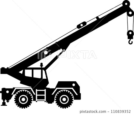 Silhouette of Mobile Crane Icon in Flat Style. Vector Illustration Silhouette of Mobile Crane Icon in Flat Style. Vector Illustration 110839352