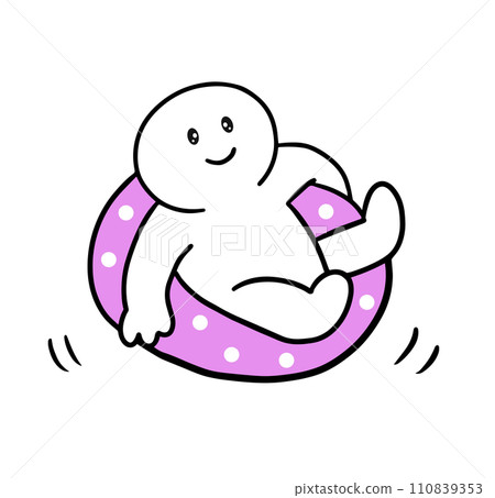 A stick figure floating on a floating ring A stick figure floating on a floating ring 110839353