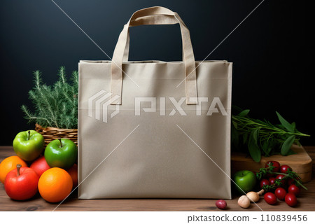 Mockup of Natural Cotton Shopper Bags 110839456