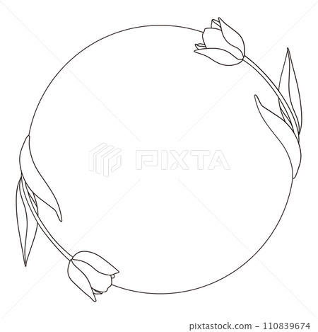 鬱金香圓框線描素材向量 鬱金香圓框線描素材向量 110839674