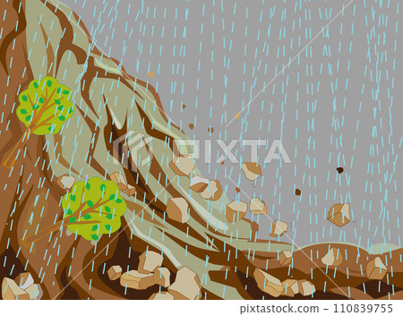 這是大雨引起的山崩的例證。 這是大雨引起的山崩的例證。 110839755