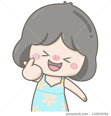 Cute little girl showing finger sign mini heart I love you Cute little girl showing finger sign mini heart I love you 110839760