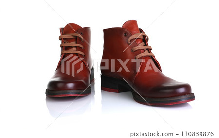 Orange red leather shoes men women 110839876