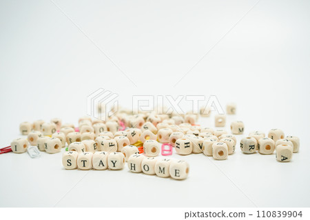 STAY HOME wooden block STAY HOME wooden block 110839904