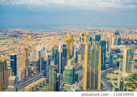 Dubai skyline as seen from the Burj Khalifa Observatory Dubai skyline as seen from the Burj Khalifa Observatory 110839950