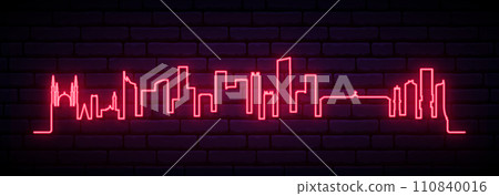 Red neon skyline of Beirut. Red neon skyline of Beirut. 110840016