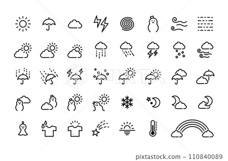 簡單的天氣象形圖圖標 簡單的天氣象形圖圖標 110840089