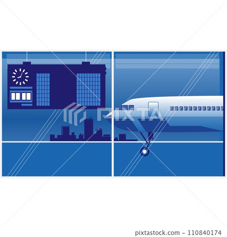 Airport terminal with air plane vector icon 110840174