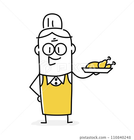 Grandmother with turkey dinner. 110840248