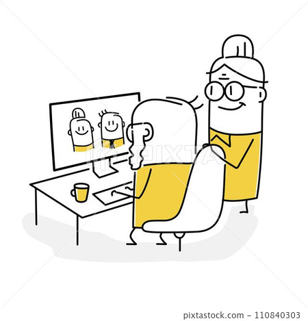 Parents having online video 110840303