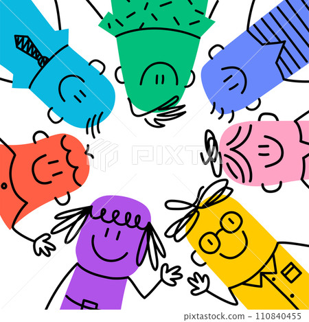 Happy friends with a smile standing in a circle. Happy friends with a smile standing in a circle. 110840455
