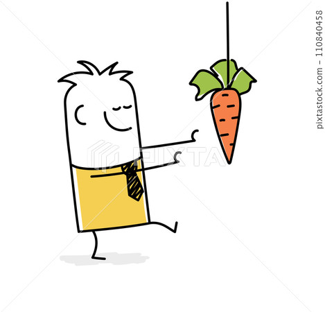 Stick figure, incentive, reward or bonus to motivate employee. 110840458