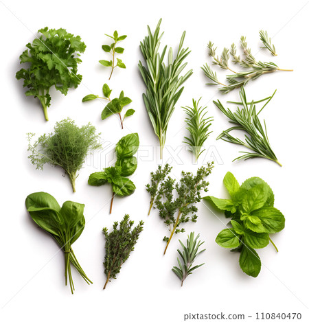 Collage of herbal on white backgrounds Collage of herbal on white backgrounds 110840470