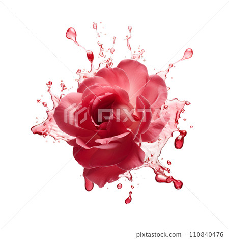 Flower of rose with splash on white backgrounds Flower of rose with splash on white backgrounds 110840476