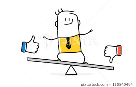 Stick figure, businessman balance Stick figure, businessman balance 110840494