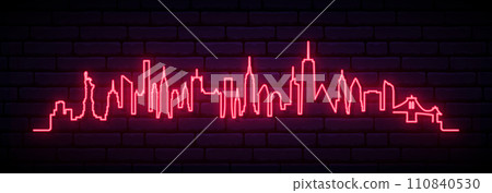 Red neon skyline of Manhattan. Red neon skyline of Manhattan. 110840530