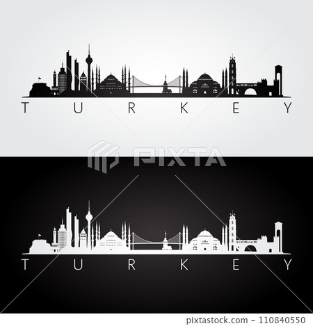 Turkey skyline and landmarks silhouette Turkey skyline and landmarks silhouette 110840550