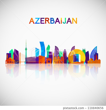 Azerbaijan skyline silhouette in colorful geometric style.  110840656