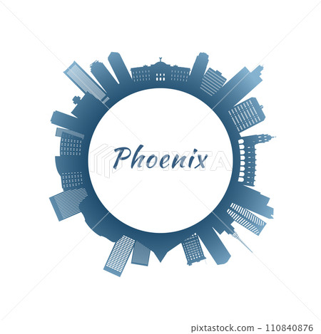 Phoenix skyline with colorful buildings. Phoenix skyline with colorful buildings. 110840876
