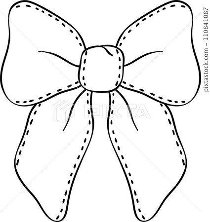 Coquette Ribbon bow outline doodle hand drawn 110841087