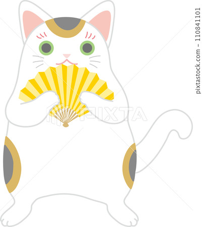 拿著扇子跳舞的招財貓_用扇子遮住嘴的招財貓 拿著扇子跳舞的招財貓_用扇子遮住嘴的招財貓 110841101
